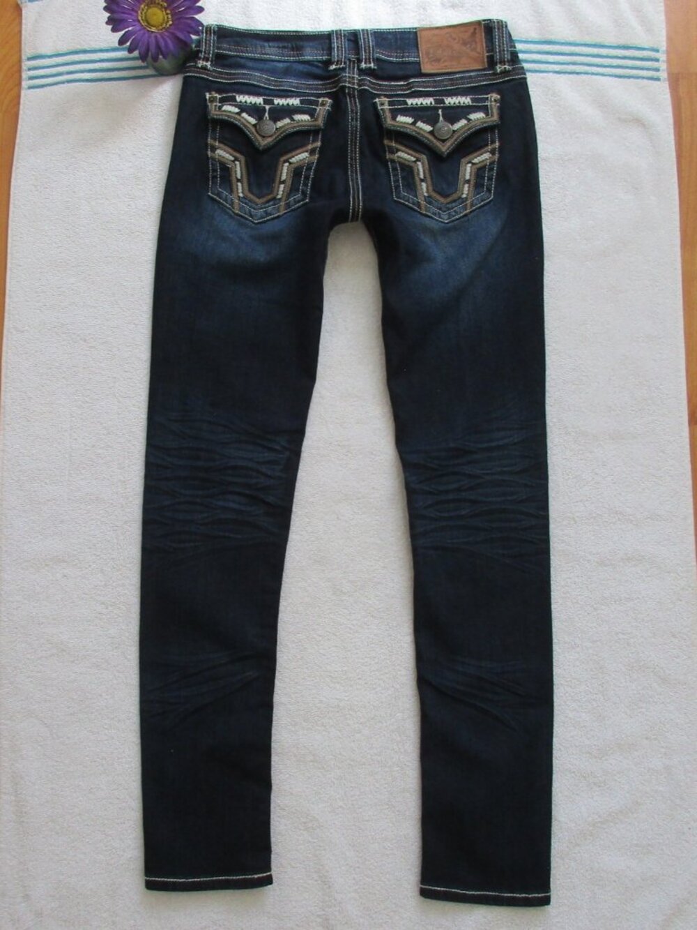 LA IDOL Jeans Size 5 Low Rise Dark Blue Skinny Denim - Picture 7 of 12